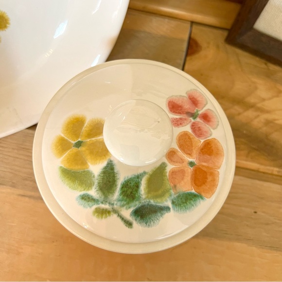 Vintage 1970s Franciscan Floral Earthware Divided Oval Dish And Covered Bowl - Picture 4 of 7